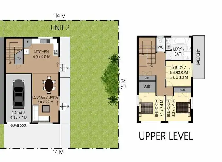Floorplan of Homely semi-detached listing, 2/2 Albion Avenue, Miami QLD 4220