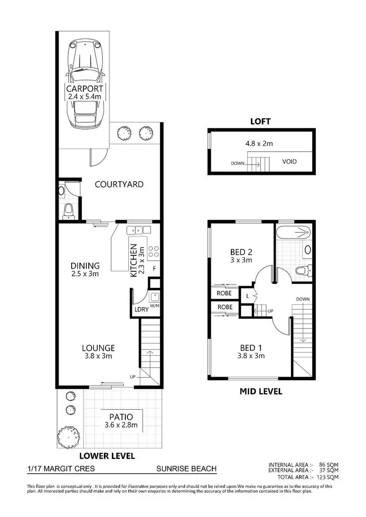 Floorplan of Homely apartment listing, 1/17 Margit Crescent, Sunrise Beach QLD 4567