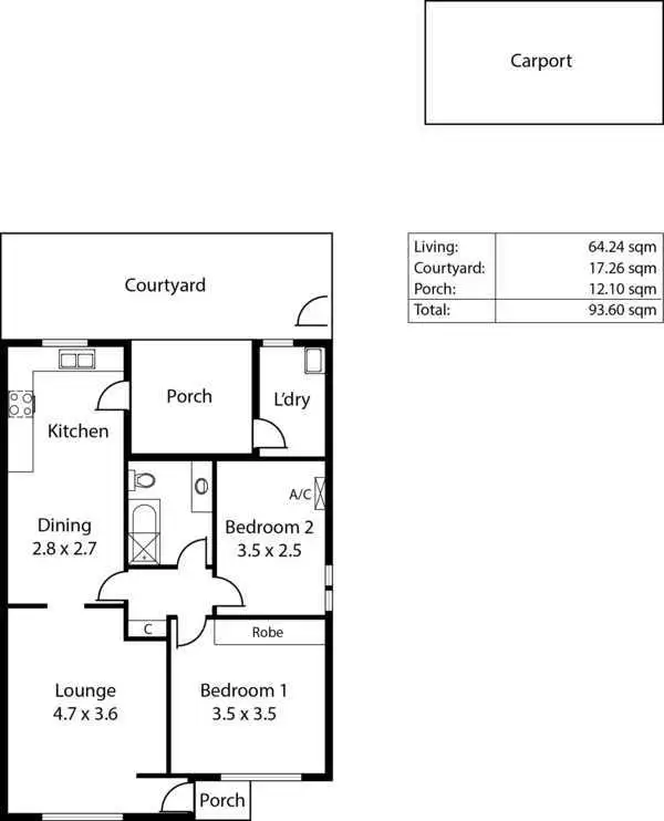 Floorplan of Homely unit listing, 1/66 Darley Road, Paradise SA 5075