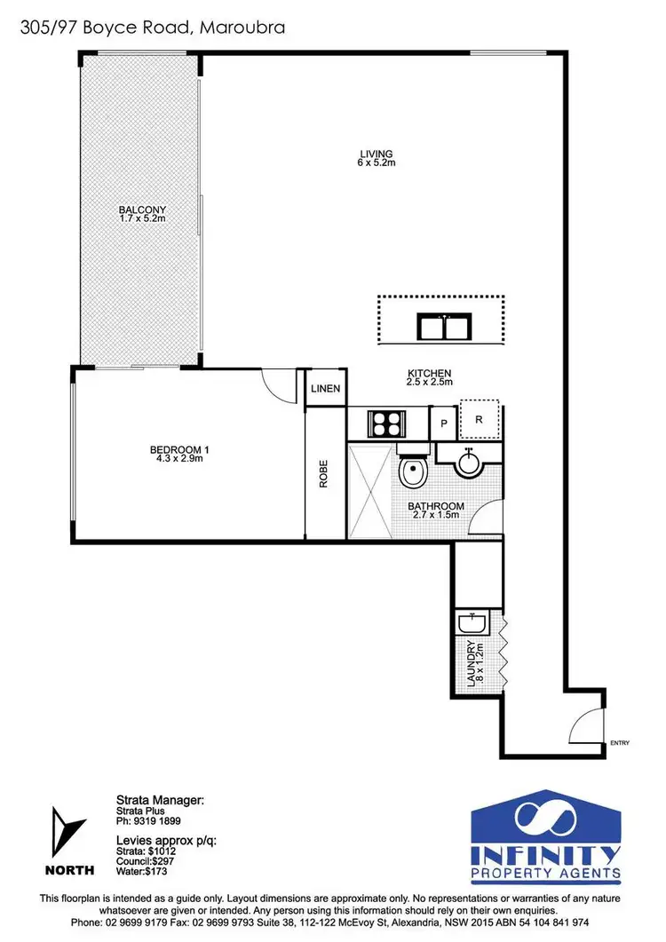 Floorplan of Homely apartment listing, 305/97 Boyce Road, Maroubra NSW 2035
