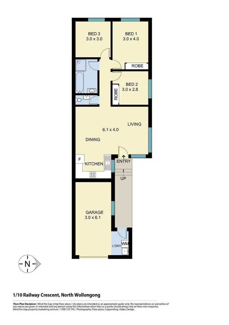 Floorplan of Homely villa listing, 1/10 Railway Crescent, North Wollongong NSW 2500