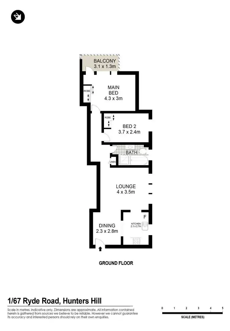 Floorplan of Homely apartment listing, 1/67 Ryde Road, Hunters Hill NSW 2110