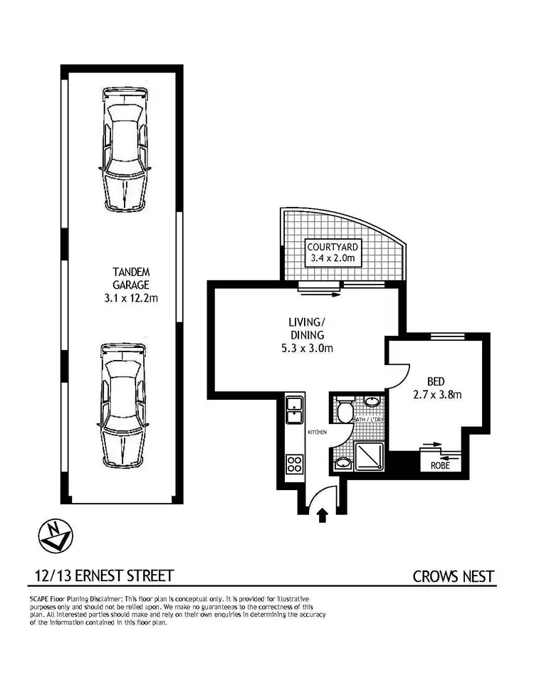Floorplan of Homely apartment listing, 12/13 Ernest Street, Crows Nest NSW 2065