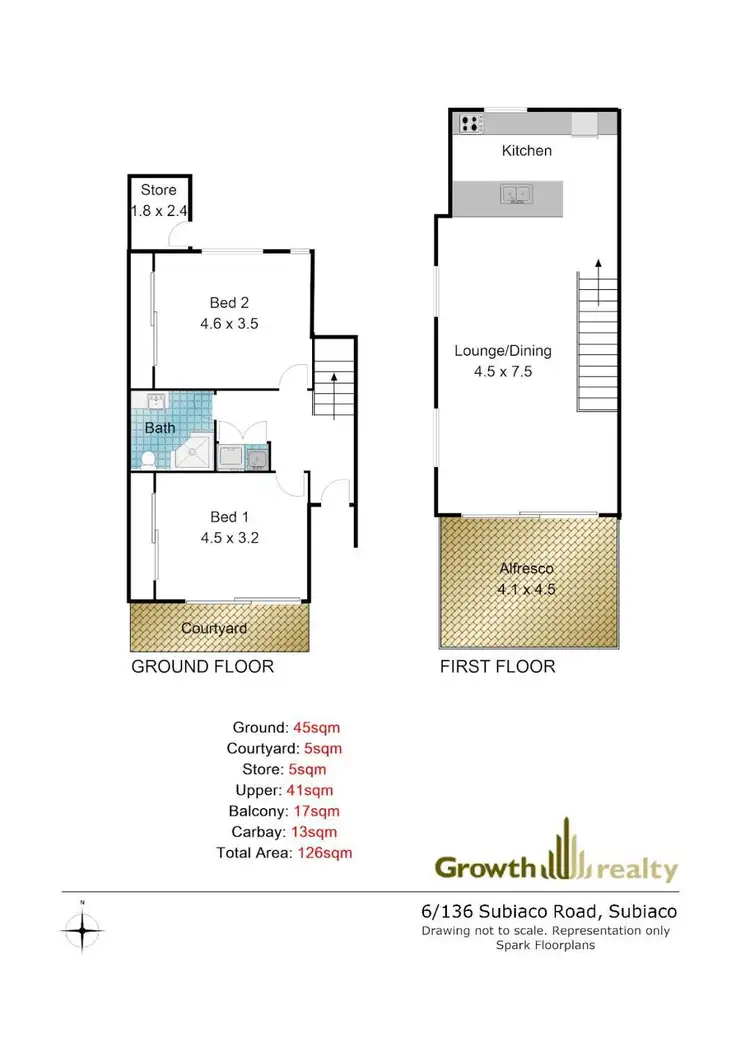Floorplan of Homely townhouse listing, 6/136 Subiaco Road, Subiaco WA 6008