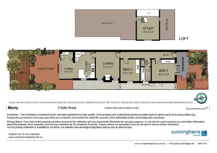 Floorplan of Homely semi-detached listing, 3 Rolfe Street, Manly NSW 2095