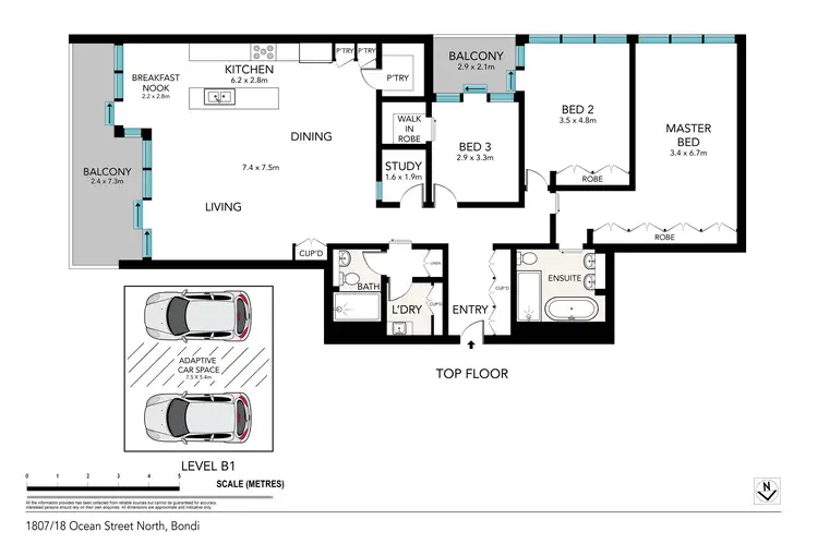 Floorplan of Homely apartment listing, 1807/20 Ocean Street North, Bondi NSW 2026
