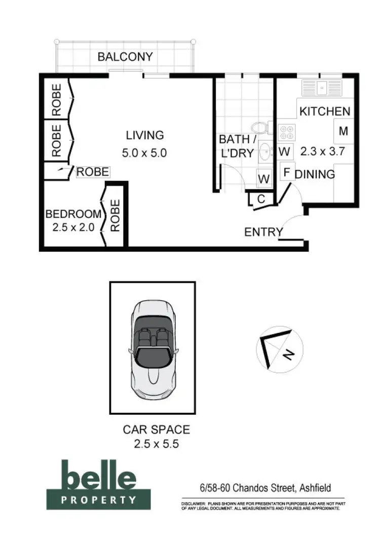Floorplan of Homely studio listing, 6/58-60 Chandos Street, Ashfield NSW 2131