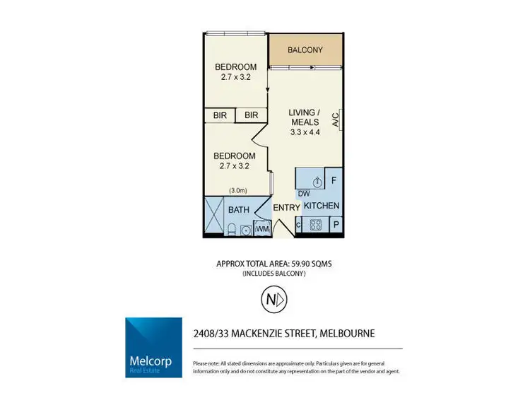 Floorplan of Homely apartment listing, 2408/33 MacKenzie Street, Melbourne VIC 3000