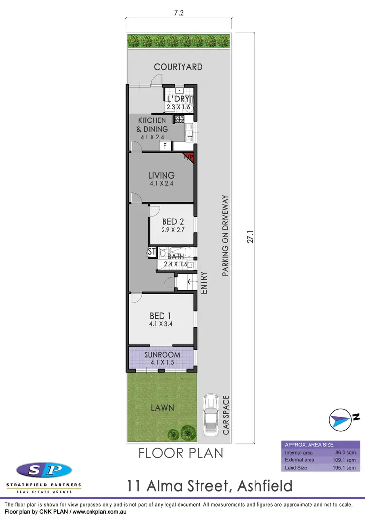 Floorplan of Homely semi-detached listing, 11B Alma Street, Ashfield NSW 2131