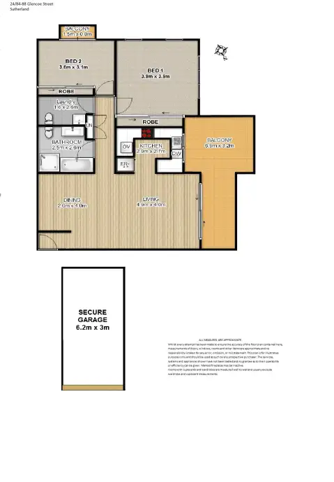 Floorplan of Homely unit listing, 24/84 Glencoe Street, Sutherland NSW 2232