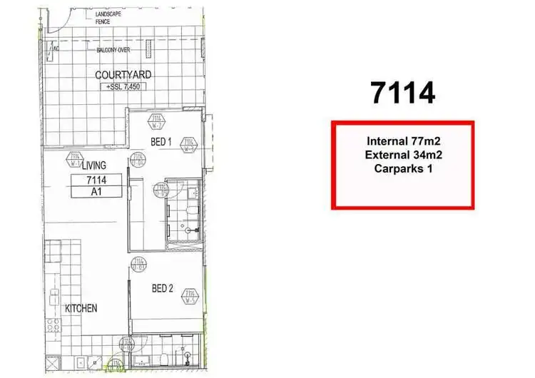 Floorplan of Homely unit listing, 7114/55 Forbes Street, West End QLD 4101