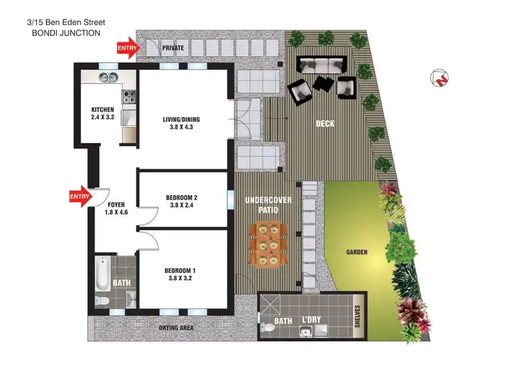 Floorplan of Homely apartment listing, 3/15 Ben Eden Street, Bondi Junction NSW 2022