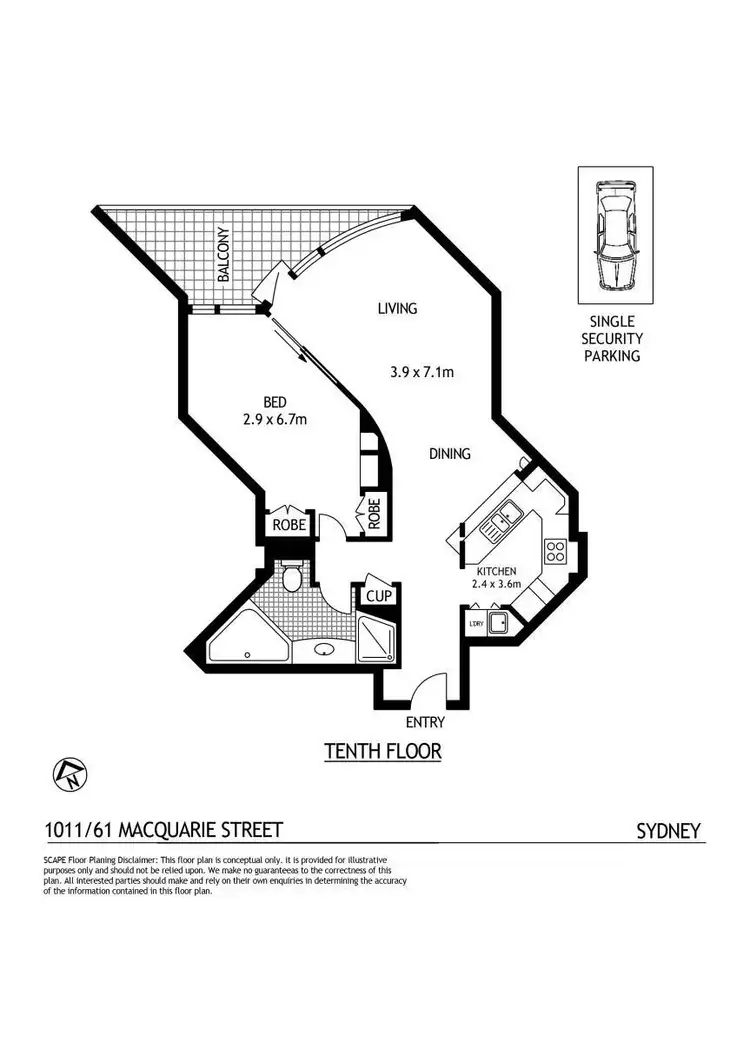 Floorplan of Homely apartment listing, 1011/61 Macquarie Street, Sydney NSW 2000