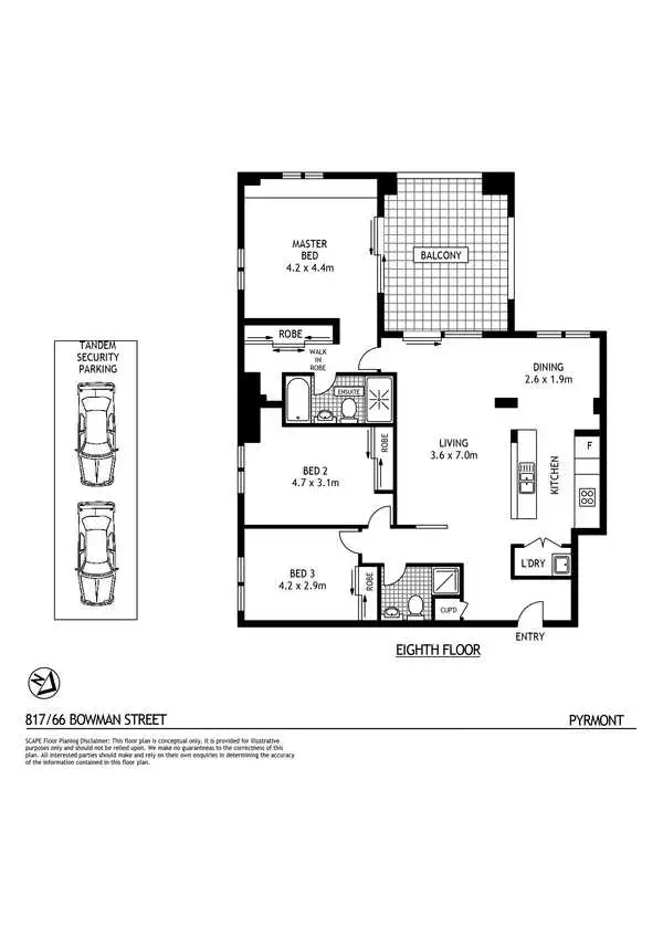 Floorplan of Homely apartment listing, 817/66 Bowman Street, Pyrmont NSW 2009