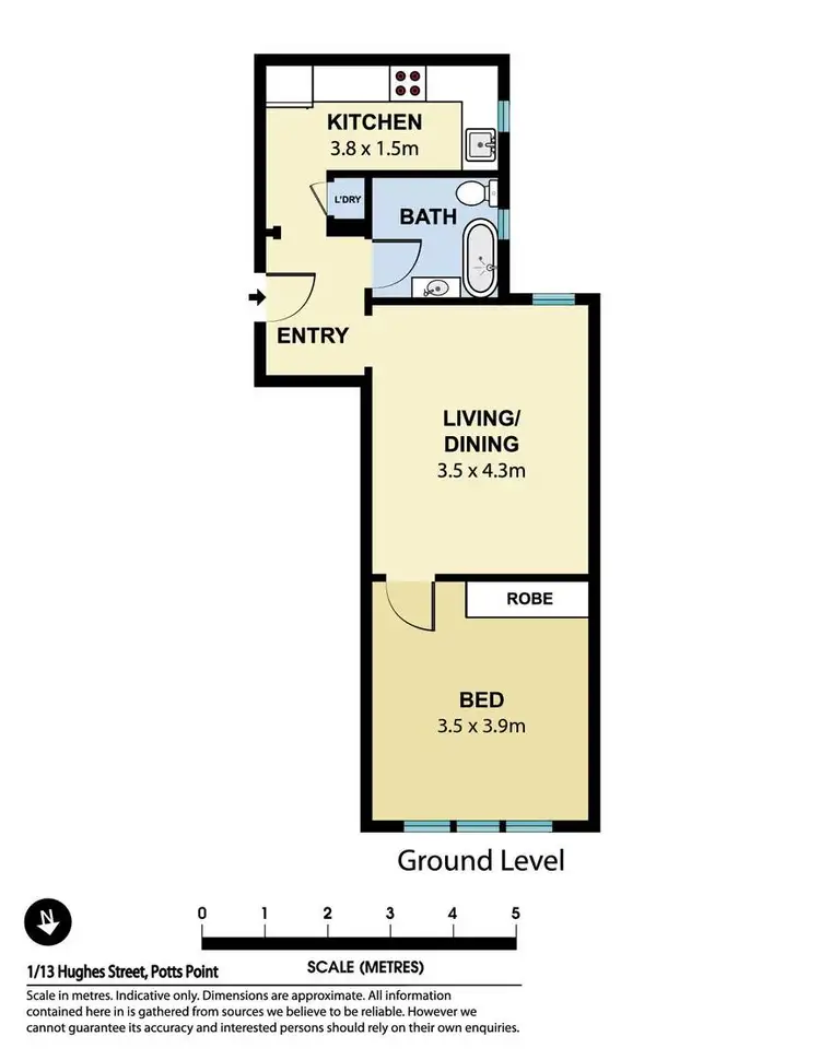 Floorplan of Homely apartment listing, 1/13-17 Hughes Street, Potts Point NSW 2011