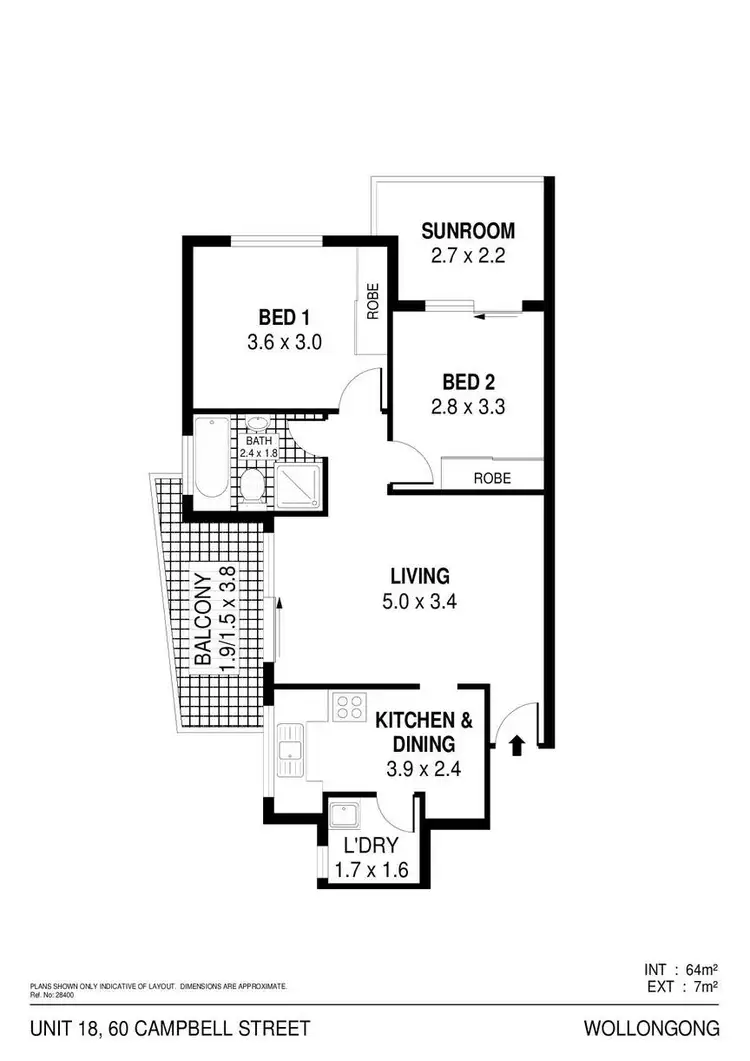 Floorplan of Homely unit listing, 18/60 Campbell Street, Wollongong NSW 2500