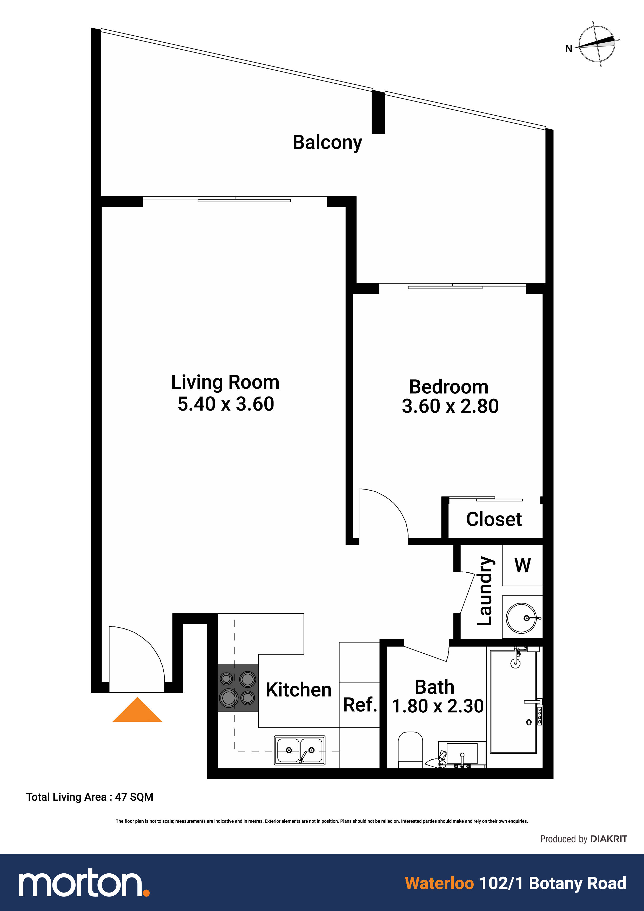 Floorplan of Homely unit listing, 102/1 Botany Road, Waterloo NSW 2017