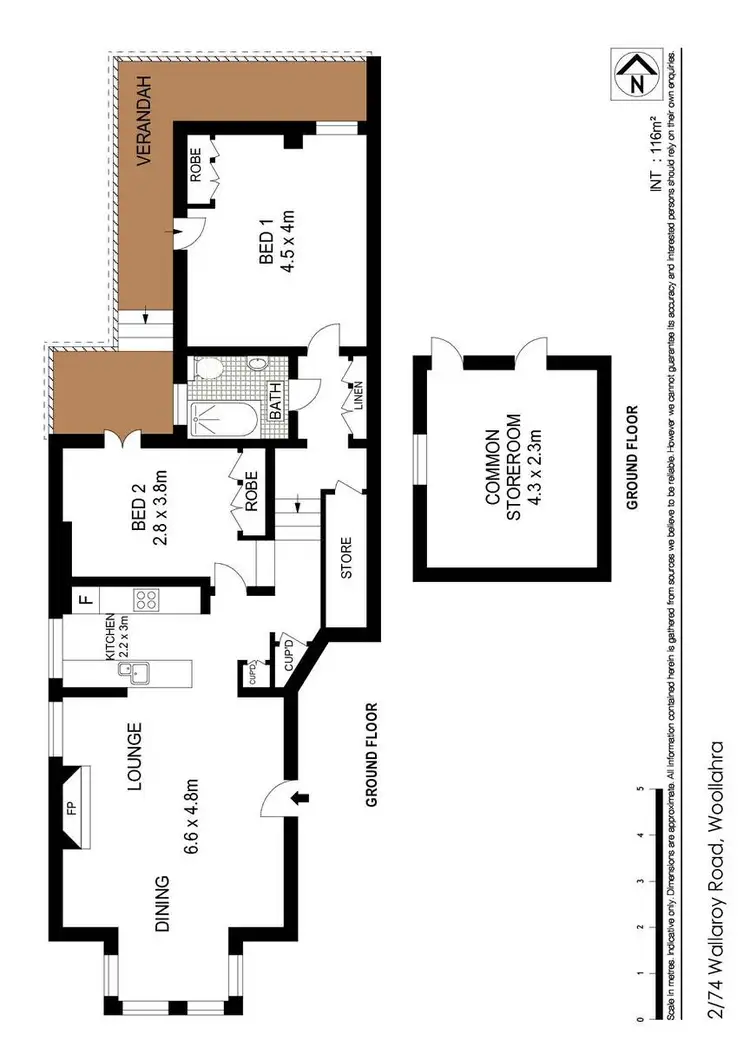 Floorplan of Homely apartment listing, Unit 2/74 Wallaroy Road, Woollahra NSW 2025