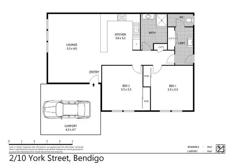 Floorplan of Homely unit listing, 2/10 York Street, Bendigo VIC 3550