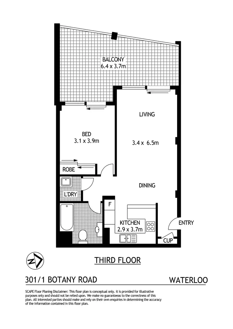 Floorplan of Homely apartment listing, 301/1 Botany Road, Waterloo NSW 2017
