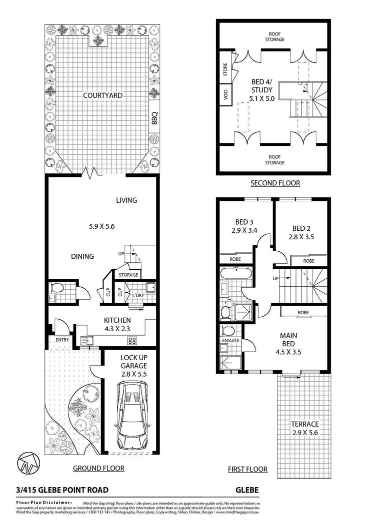 Floorplan of Homely townhouse listing, 3/415 Glebe Point Road, Glebe NSW 2037