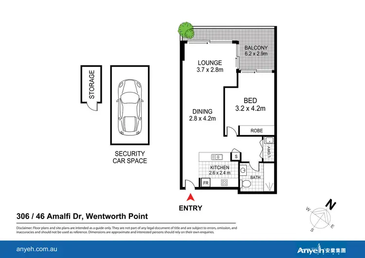 Floorplan of Homely apartment listing, 306/46 Amalfi Drive, Wentworth Point NSW 2127