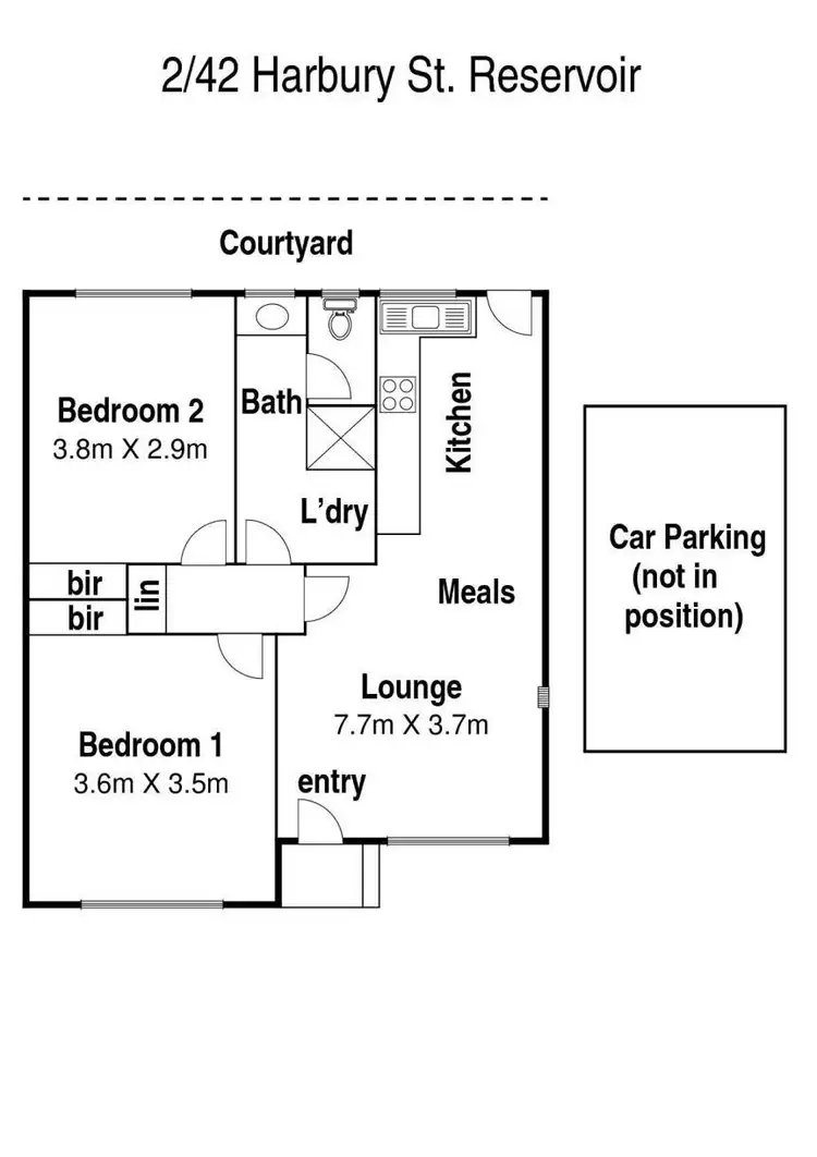 Floorplan of Homely unit listing, 2/42 Harbury Street, Reservoir VIC 3073