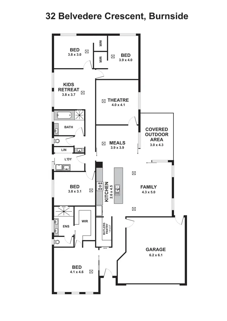 Floorplan of Homely house listing, 32 Belvedere Crescent, Burnside VIC 3023