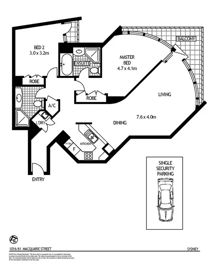 Floorplan of Homely apartment listing, 1016/61 Macquarie Street, Sydney NSW 2000