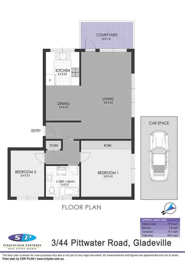 Floorplan of Homely apartment listing, 3/44 Pittwater Road, Gladesville NSW 2111
