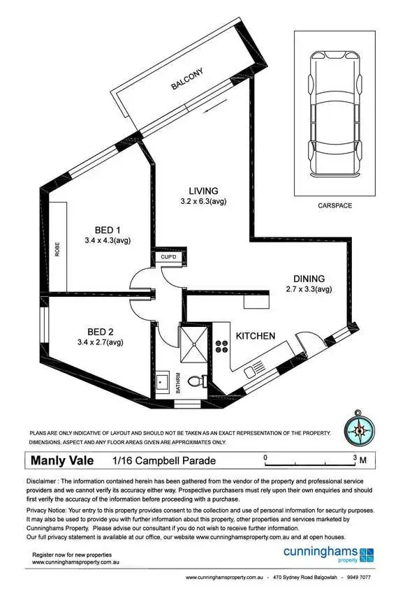 Floorplan of Homely unit listing, 1/16 Campbell Parade, Manly Vale NSW 2093