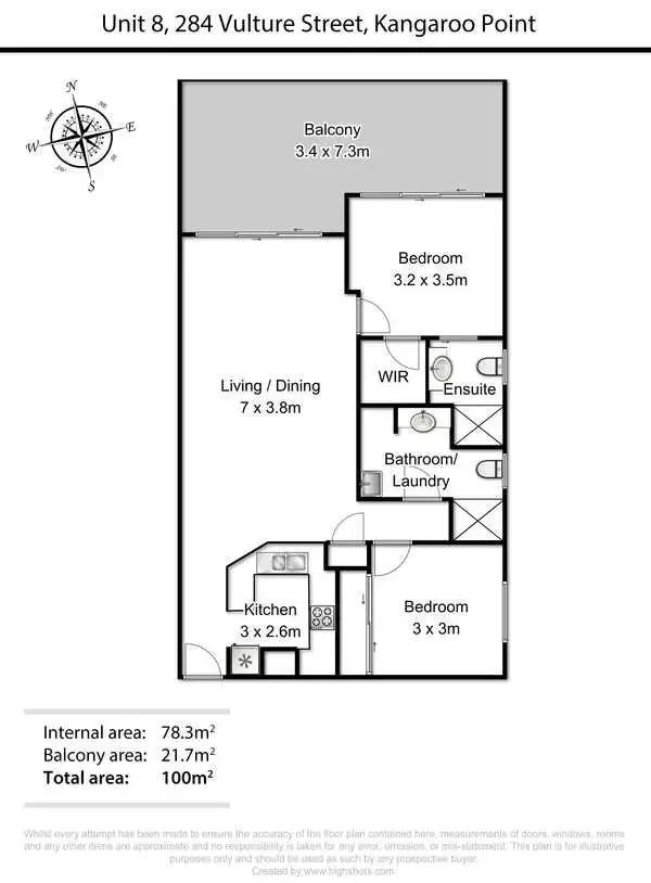 Floorplan of Homely unit listing, Unit 8/284 Vulture Street, Kangaroo Point QLD 4169