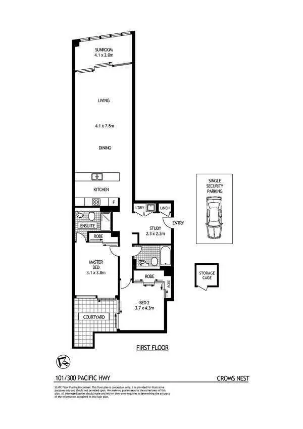 Floorplan of Homely apartment listing, 101/300 Pacific Highway, Crows Nest NSW 2065