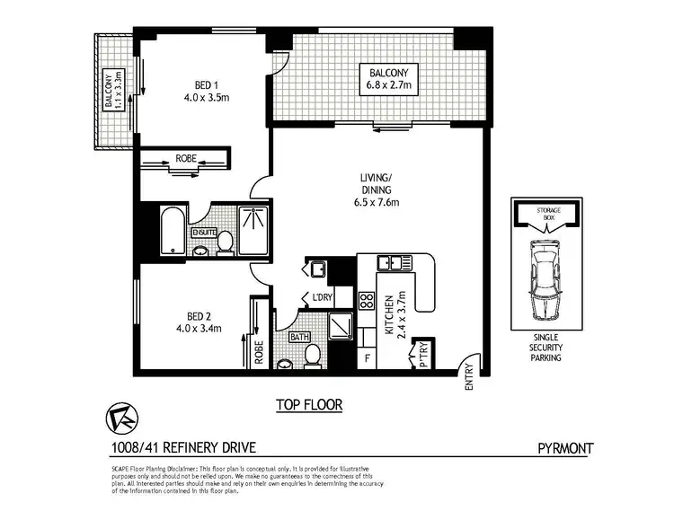 Floorplan of Homely apartment listing, 1008/41 Refinery Drive, Pyrmont NSW 2009