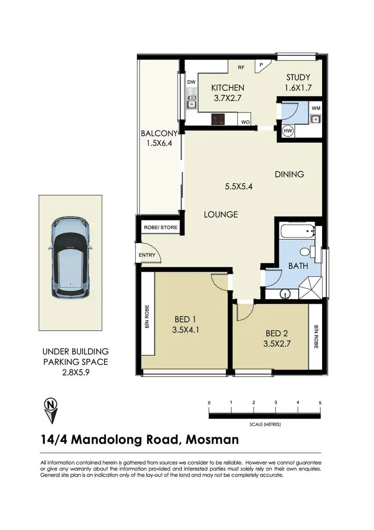 Floorplan of Homely apartment listing, 14/4 Mandolong Road, Mosman NSW 2088