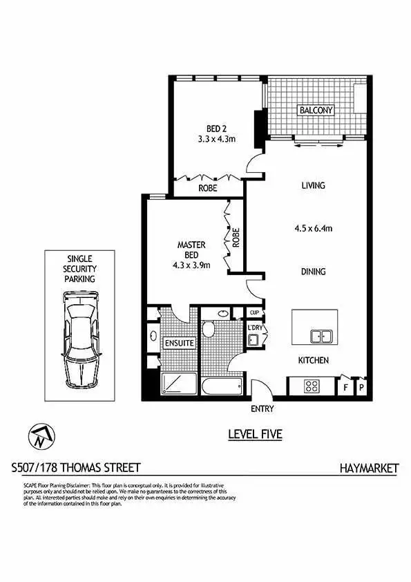 Floorplan of Homely apartment listing, S507/178 Thomas Street, Haymarket NSW 2000