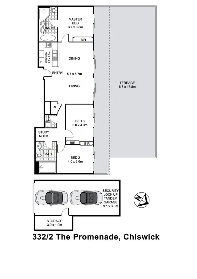 Floorplan of Homely apartment listing, 332/3 The Promenade, Chiswick NSW 2046