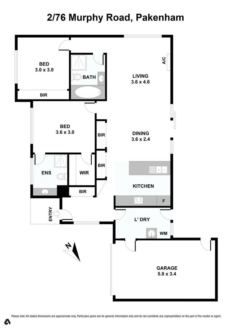 Floorplan of Homely unit listing, 2/76 Murphy Road, Pakenham VIC 3810
