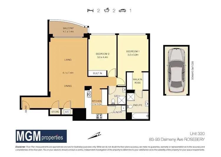 Floorplan of Homely apartment listing, 320/83-93 Dalmeny Avenue, Rosebery NSW 2018