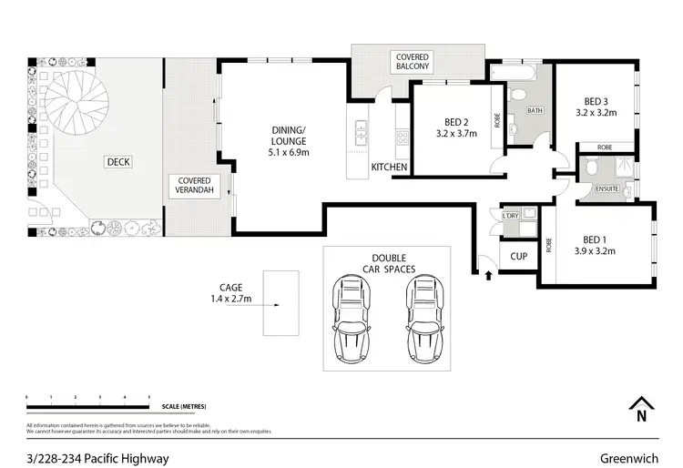 Floorplan of Homely unit listing, 3/228-234 Pacific Hwy (entry Via Innes Rd), Greenwich NSW 2065