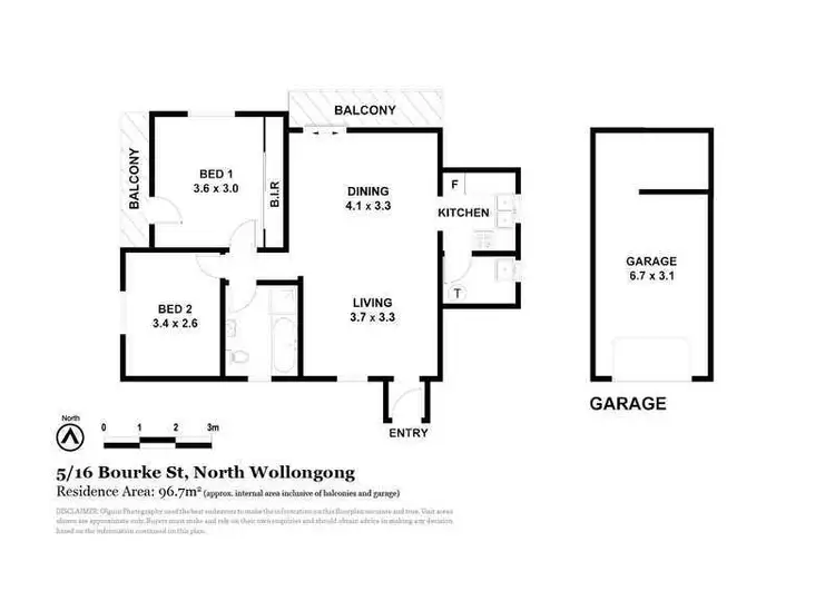 Floorplan of Homely unit listing, 5/16 Bourke Street, North Wollongong NSW 2500
