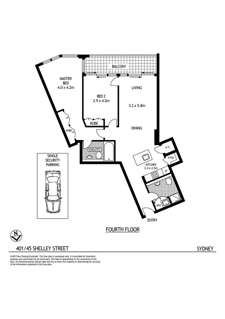 Floorplan of Homely apartment listing, 401/45 Shelley Street, Sydney NSW 2000