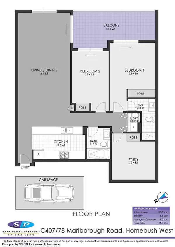Floorplan of Homely apartment listing, C407/81 Courallie Avenue, Homebush West NSW 2140