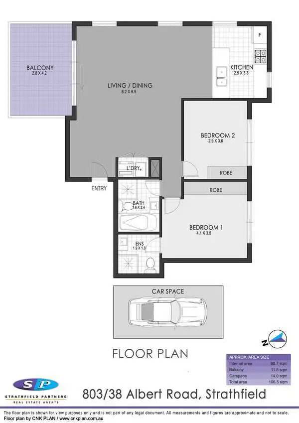 Floorplan of Homely apartment listing, 803/38-42 Albert Road, Strathfield NSW 2135