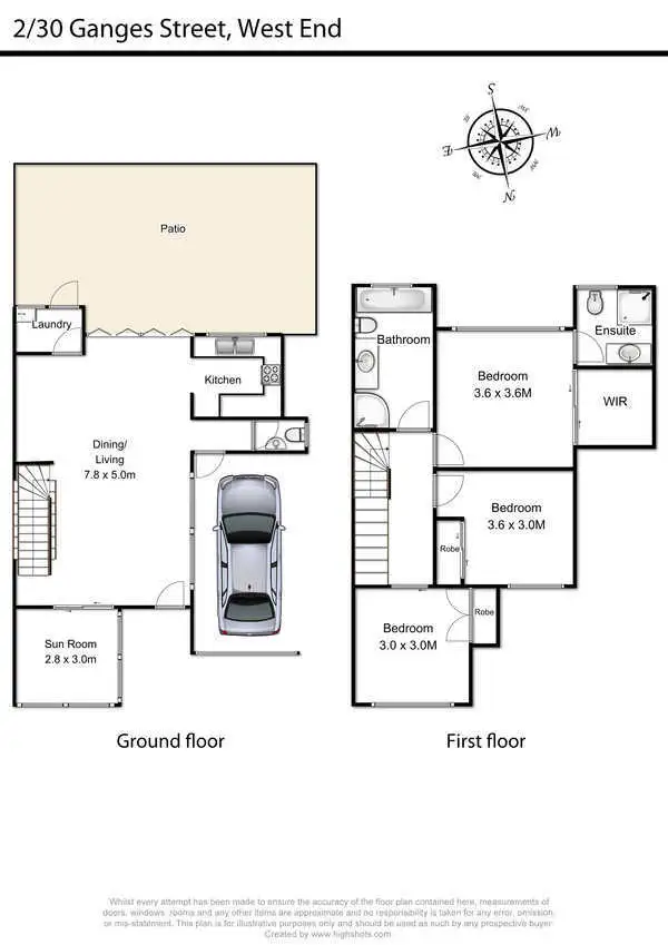 Floorplan of Homely townhouse listing, 2/30 Ganges Street, West End QLD 4101
