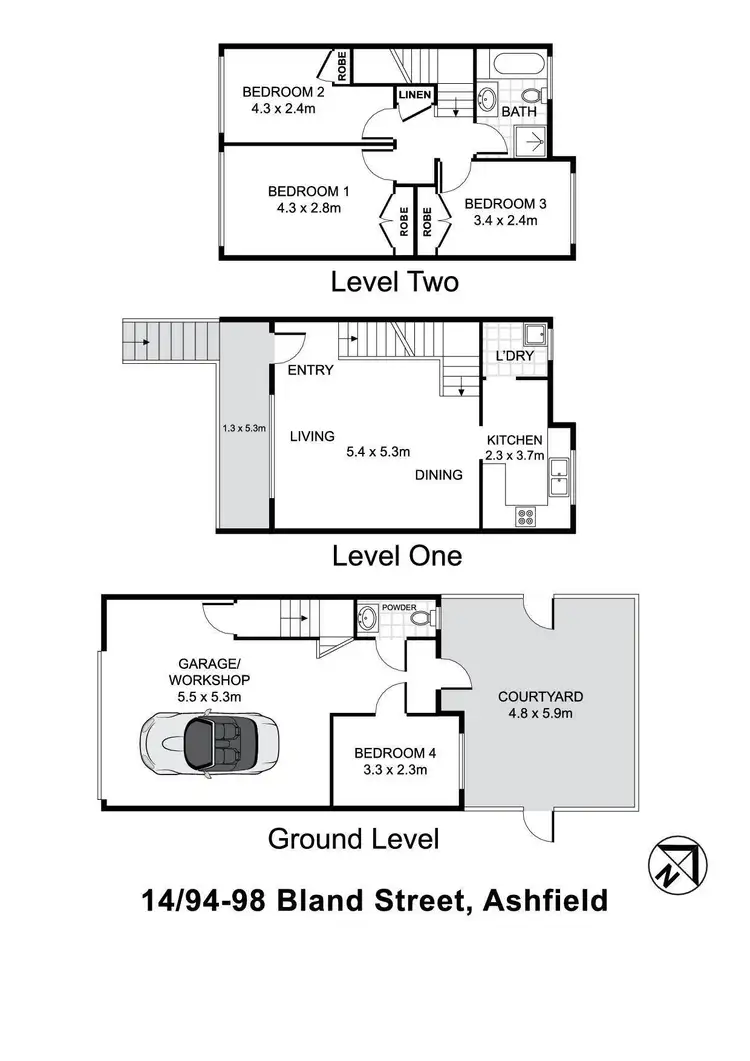 Floorplan of Homely townhouse listing, 14/94-98 Bland Street, Ashfield NSW 2131