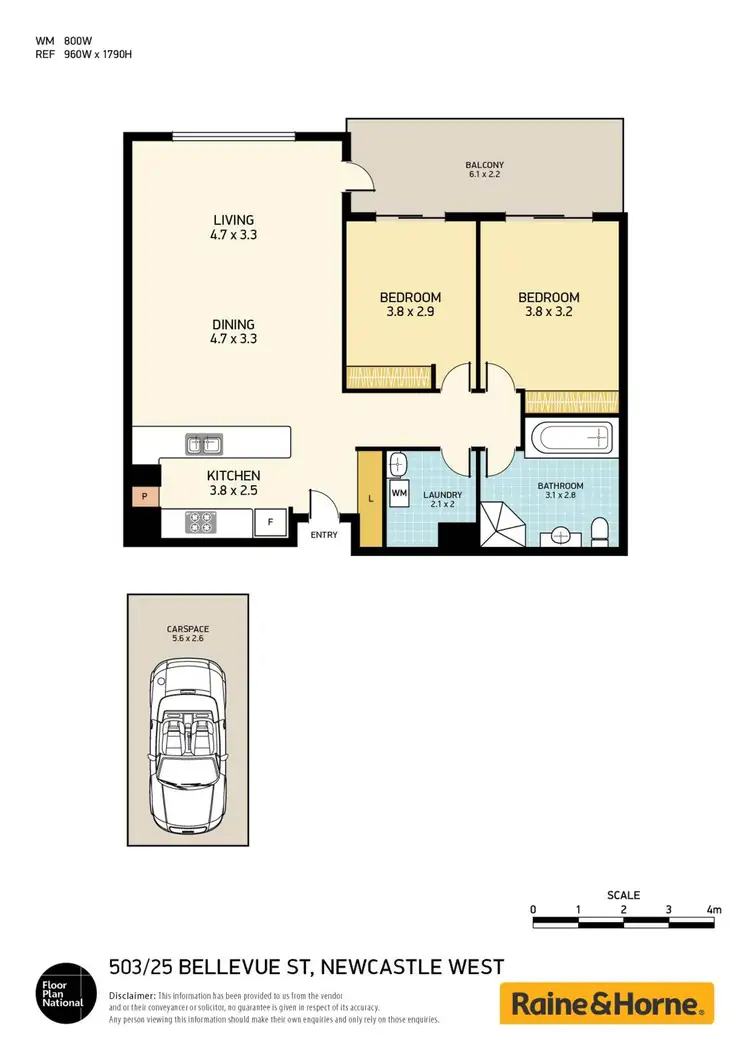 Floorplan of Homely unit listing, 503/25 Bellevue Street, Newcastle West NSW 2302