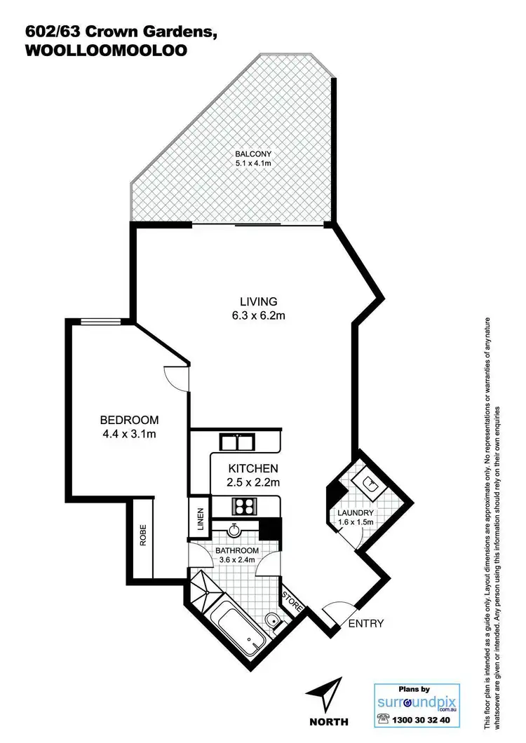 Floorplan of Homely apartment listing, 602/63 Crown Street, Woolloomooloo NSW 2011
