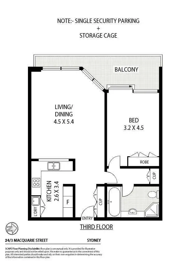 Floorplan of Homely apartment listing, 24/3 Macquarie Street, Sydney NSW 2000