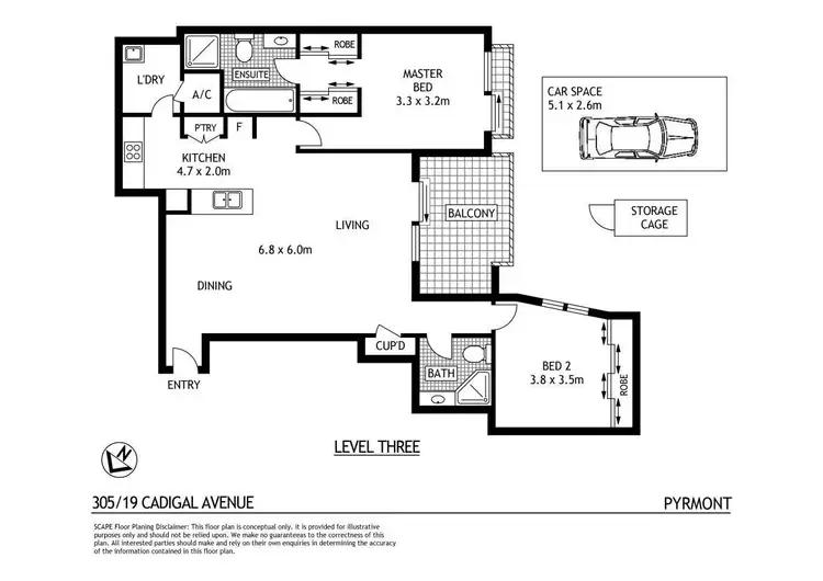 Floorplan of Homely apartment listing, 305/19 Cadigal Avenue, Pyrmont NSW 2009